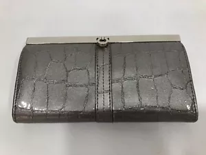KATE LANDRY GREY/SILVER FAUX LEATHER SNAKE EVENING CLUTCH HANDBAG PURSE - Picture 1 of 4