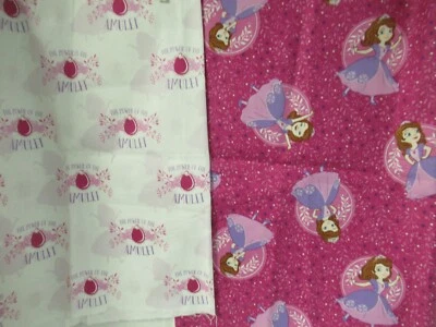 DISNEY PRINCESS SOPHIA FIRST Cotton Fabric  2PCS   VERY RARE EACH 18"X26"  - Image 1 of 4
