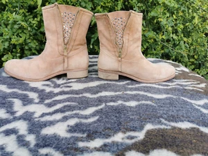 Konstantin Starke New York Beige Leder Stiefel mit Kristallen UK 7,5 EU 41,5 - Bild 1 von 12