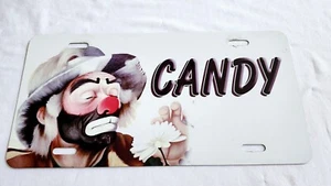 Metal Vanity License Plate w/ Name Custom Made Candy Clown Hobo Art Vintage Gift - Picture 1 of 2