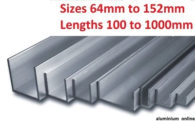 ALUMINIUM CHANNEL U  C PROFILE 64mm 76mm 89mm 101mm 127mm 152mm select length - Image 1 of 4