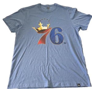 ’47 Brand NBA Philadelphia 76ers Crown Franklin T-Shirt Blue Color Size Large - Picture 1 of 6