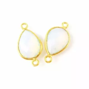 Edelstein Verbinder - Vermeil facettierte Träne - 14 mm - Opalit Quarz (pro 2 Stück) - Bild 1 von 3