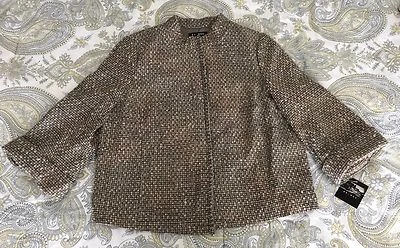 Axcess Women's Taupe Multi Pearlessence 3/4 Sleeve Jacket NWT- Size L Foto 1 de 4
