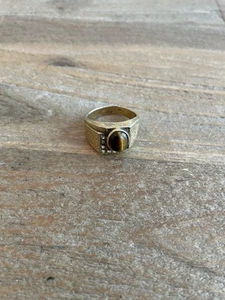 Vintage Men's Tiger-eye Gold Ring 18K HGE Cool FREE SHIPPING - Picture 1 of 8