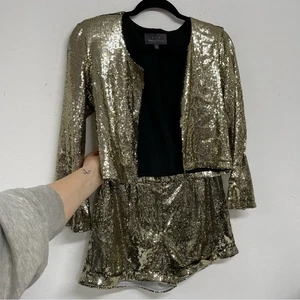 Pantaloncini e blazer PJK Patterson J Kincaid paillettes oro set due pezzi donna swifty - Foto 1 di 14