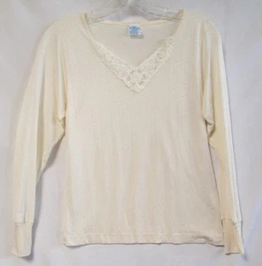 Beige Wintersilks Long Sleeve, Lace Neckline, Base Layer Top Size S - Picture 1 of 4