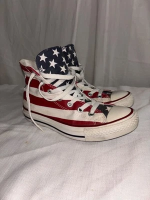 Converse Chuck Taylor All-Star EE. UU. Bandera Zapatos Para Mujer 7 Tenis Rojo Blanco Alto Foto 1 de 4