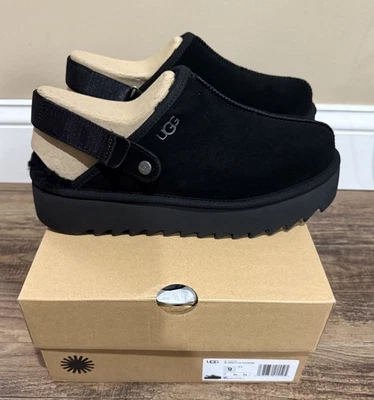 NIB Womens UGG Size 9 Lanah Clog Platform Slipper BLK Black - Image 1 of 4