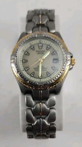 Pulsar Solar Watch Women 30mm Silver Gold Tone Date V182-0A20 Titanium 6.75" - Picture 1 of 8