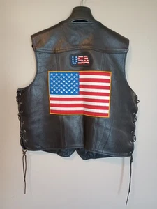 Chaleco de Motocicleta de Colección Kerr Cuero Hecho en EE. UU. Para Hombres XL Búfalo Níquel Broches Insignias - Imagen 1 de 18