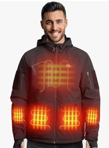 Kemi Moto Large Hooded Men's Heated Jacket Coat Electric Warming Jacket Battery - Picture 1 of 7