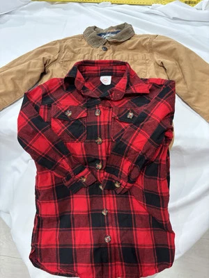 Osh Kosh B’Gosh Barn Chore Coat Size 4T  4A Plus Red Plaid Flannel Shirt 4T - Image 1 of 4