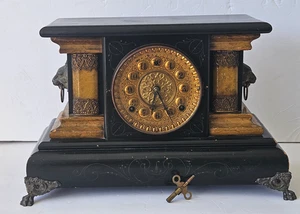 Antike William Gilbert "Thor Extra" Double-Chime 8 Tage Manteluhr mit Schlüssel - Bild 1 von 9