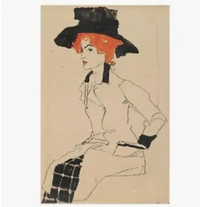Art Canvas Egon Schiele's Portrait of a Woman - Premium Canvas Art Print - Picture 1 of 4