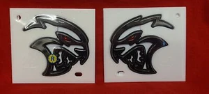 DODGE CHARGER HELLCAT CHROME REDEYE FENDER BADGE LEFT & RIGHT NEW OEM MOPAR - Picture 1 of 3
