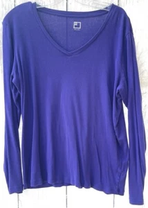 JCP Damen XXL Lila Langarm V-Ausschnitt Shirt 100% Baumwolle - Bild 1 von 6