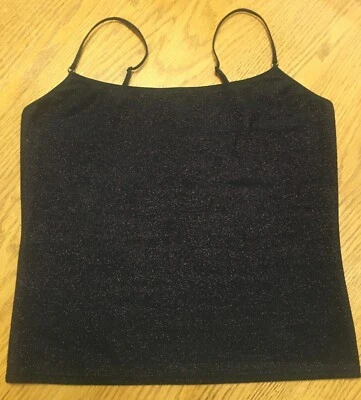 Camiseta sin mangas vintage Victoria's Secret negra con rosa metálico brillante mediana Foto 1 de 4