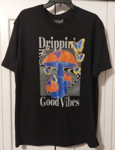 LADRFT MEN'S BLACK SHIRT DRIPPIN GOOD VIBES BUTTERFLY MUSHROOM SIZE L NWT - Picture 1 of 3