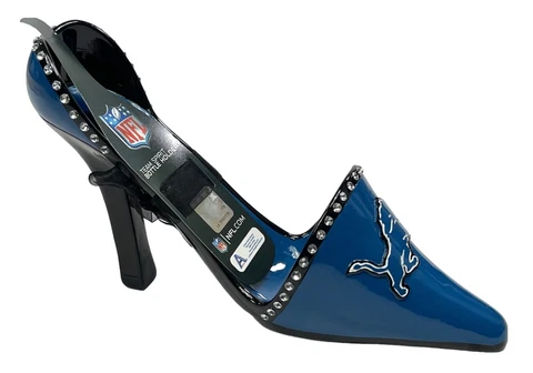 New Detroit Lions Wine Bottle Holder High Heel Jeweled Shoe Official NFL Cover