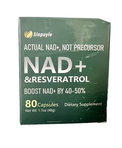 NAD+ & Resveratrol Supplement, 80 Capsules. NIB. Sealed Box. Exp. 12/26 - Picture 1 of 4