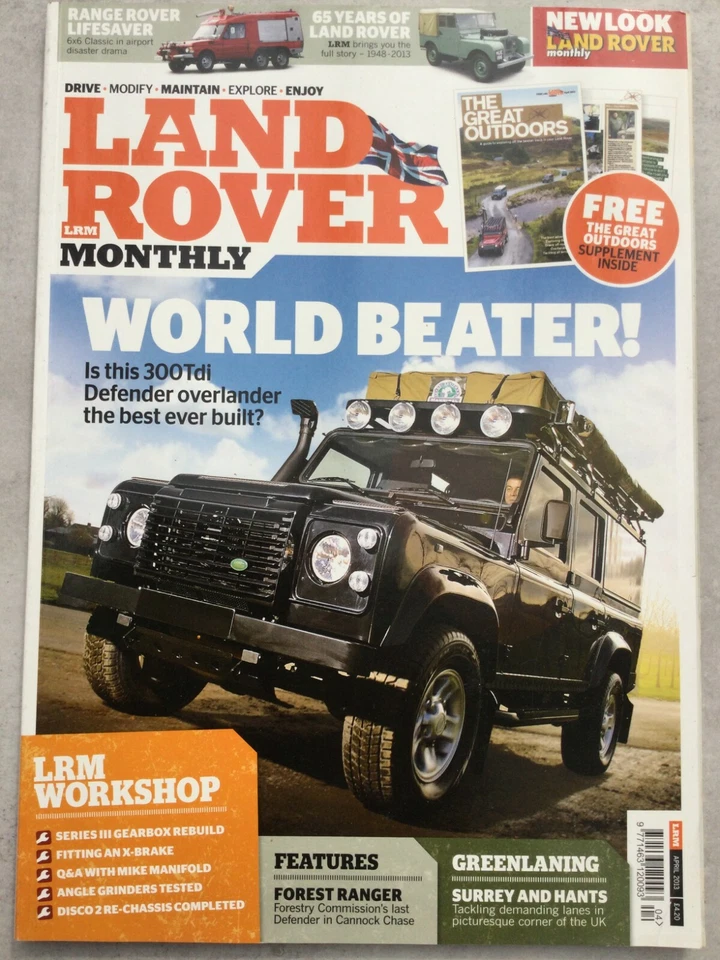 Land Rover Monthly Magazine - April 2013 - 300Tdi Defender, Greenlaning - Surrey - Image 1 of 3