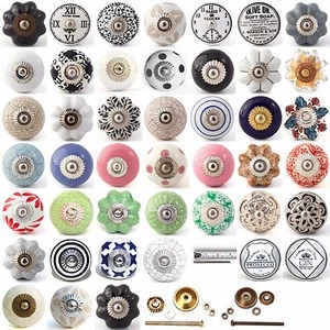 Multi coloured ceramic knobs drawer pull cupboard door knobs porcelain china - Picture 1 of 90
