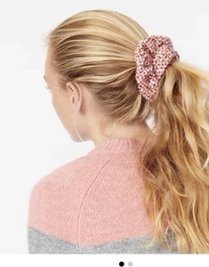 J Crew Wide Tweed Scrunchie Nuevo con Etiquetas Multicolor Grueso Lana Rosa - Imagen 1 de 5