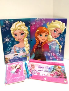 DISNEY FROZEN Kids Gift Set 2 Portfolio Folders + Journal Pen Set + Pencil Pouch - Picture 1 of 12