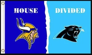 Carolina Panthers vs Minnesota Vikings House Divided Flag 3x5 FT Football Flag - Picture 1 of 1