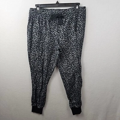 Pantalones Old Navy Mujer Talla Pequeña Gris Negro Estampado Leopardo Dormir Salón Pantalones Foto 1 de 4