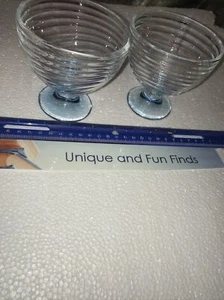 Set Of 2 Vintage Colored Light Blue Glass Dessert Ice Cream Cups - Picture 1 of 7