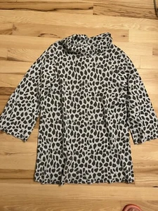 Janie and Jack Animal Print Gray Cotton Sweater Tunic 3/4 sleeve Top Size 12 - Picture 1 of 3