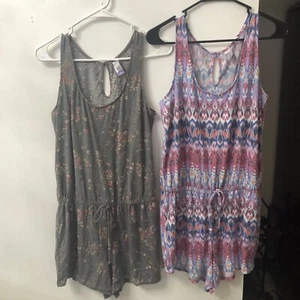 Secret Treasures Sleepwear Rompers Size Medium 8-10 Bundle Floral Aztec Gray - Picture 1 of 23