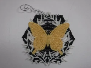Machine Embroidered Lace Christmas Tree Ornament Geometric Butterfly - Picture 1 of 1