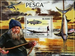 Fishing Stamp Salmo Salar Sterna Hirundo Xiphias Gladius S/S MNH #3587/ Bl.654 - Picture 1 of 12