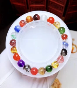 8 mm Top Natur Quarz Rutiliert mit mehrfarbigen Edelsteinen Armband Kristalle - Bild 1 von 9