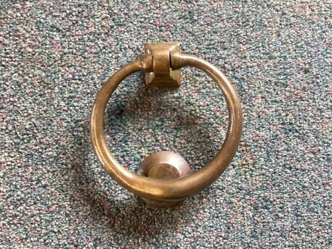 RECLAIMED HEAVY SOLID BRASS DOOR KNOCKER WITH STRIKE PLATE Cover