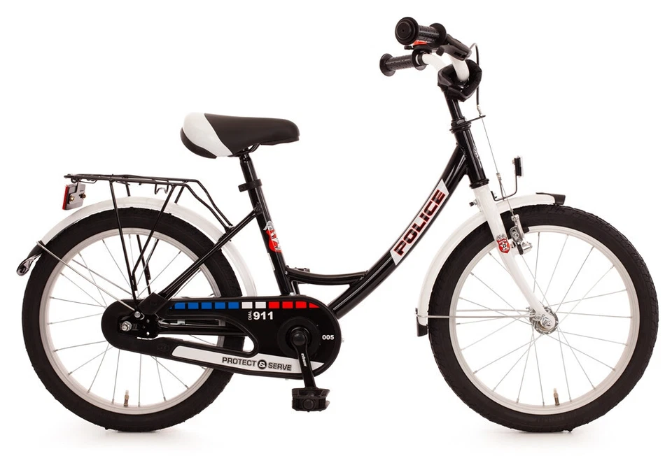 Bachtenkirch POLICE 18" Einrohr Kinderfahrrad 434-PC-88 schwarz/weiss - Bild 1 von 1