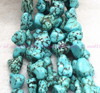  Enorme hilo de cuentas sueltas pepita de piedras preciosas turquesa natural real de 15X20 mm 15" Foto 1 de 4