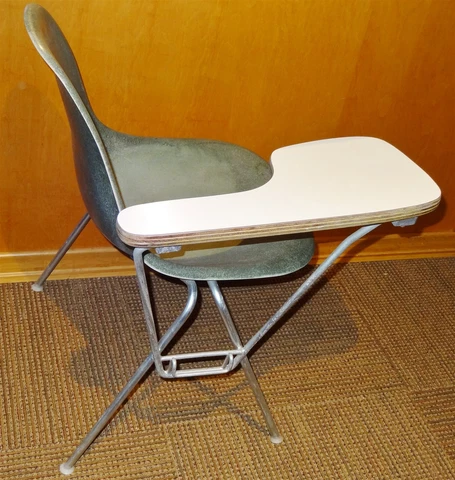 Vintage Herman Miller Charles Eames Fiberglass Student Chair/Flip Up Desk Cover