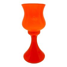Vintage Empoli ? Orange and White Cased Glass Candle Holder 8" MCM