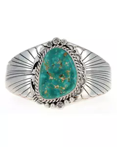Bracciale turchese Kingman verde naturale dell'artista Navajo Elouise Kee - Foto 1 di 5