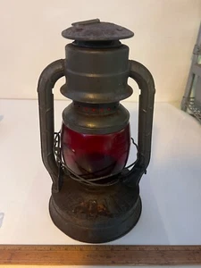 VINTAGE DIETZ NO 2 D-LITE LATERNE MIT ROTEM GLOBUS - Bild 1 von 11