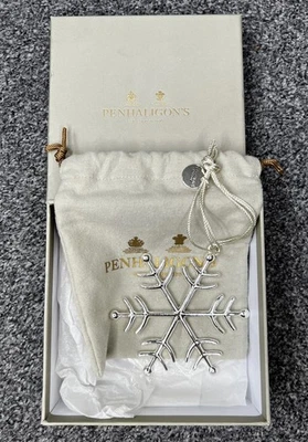 Decorazione Fiocco di Neve Natalizio Placcato Argento Penhaligon’s Nuova Con Scatola - Immagine 1 di 4