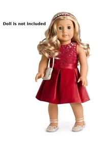 American Girl Doll Tis the Season vestito da festa vestito rosso vacanze Natale usato in ottime condizioni - Foto 1 di 6
