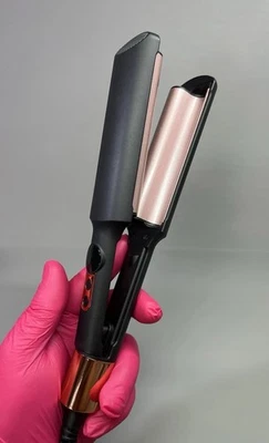 Hair Crimper Double Barrel Ionic Wavy Mini Curling Iron Curler Wand Deep Waves - Image 1 of 4