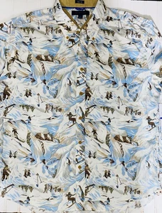 Camisa Tommy Hilfiger Para Hombre Diseñador Estampado Esquí Abotonada XL Calce Ajustado-Nueva Con Etiqueta - Imagen 1 de 10