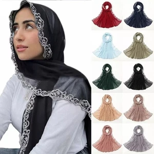 Sunscreen Cover Plain Lace Scarf Comfortable Chiffon Hijab Female Shawl Women - Picture 1 of 13