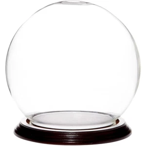 Plymor 6" x 7" Glass Display Dome Globe Cloche (Dark Mahogany Veneer Base) - Picture 1 of 2